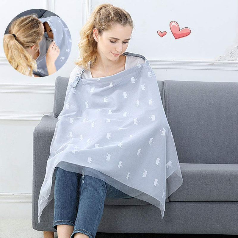 Privacy Nursing Covers, Breast Feeding Cover with Breathable Lace Screen Yarn, 360 Nursing Cover Privacy Breastfeeding Protection for Breastfeeding Baby Mom Gifts（Grey） Gray - NewNest Australia