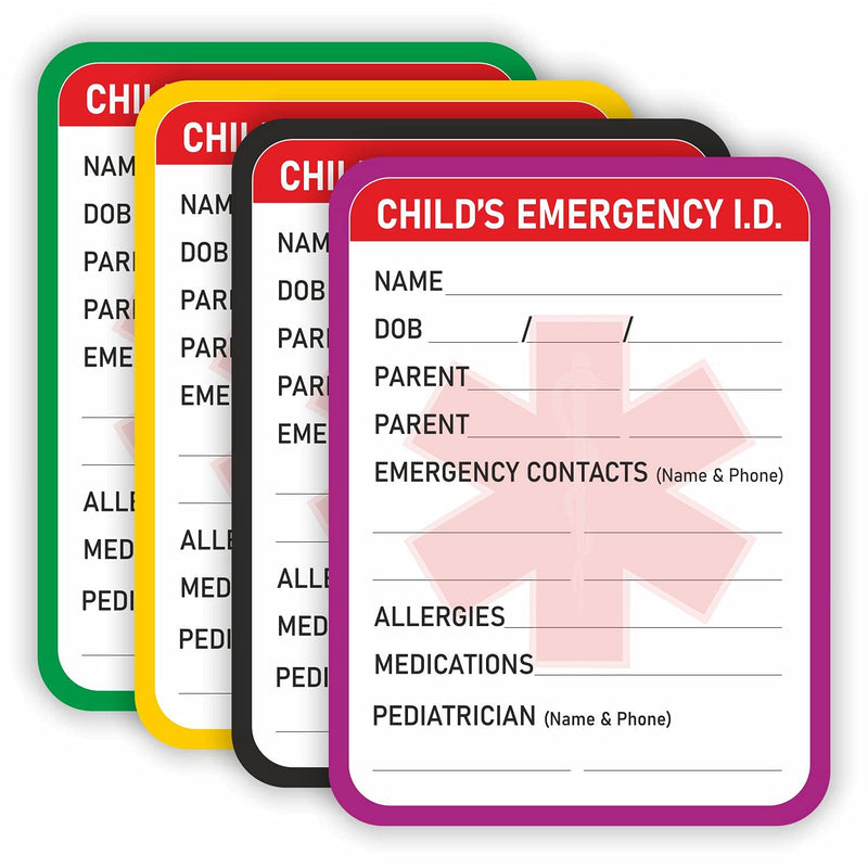 Infant Emergency Contact Sticker - (Pack of 24) 4" x 3" Child Medical Information ICE Stickers for Kids Vehicle Baby Car Seats Windows - NewNest Australia