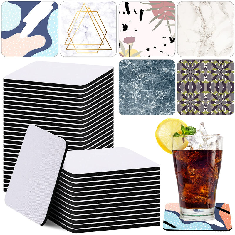 35 Pieces Square Sublimation Coaster Sublimation Blank Cup Mat Blank Rubber Coasters Heat Transfer Cup Mat Blank Cup Mat for DIY Home Kitchen Decor, 3.5 x 3.5 Inch - NewNest Australia