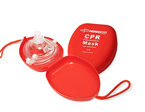 Primacare RS-6845-2 Pack of 2 Single Valve CPR Rescue Mask in Red Hard Case, Adult/Child Pocket Resuscitator with Elastic Strap, Air Cushioned Edges, 6.5x4.8x1.6 inches 2 Count (Pack of 1) - NewNest Australia