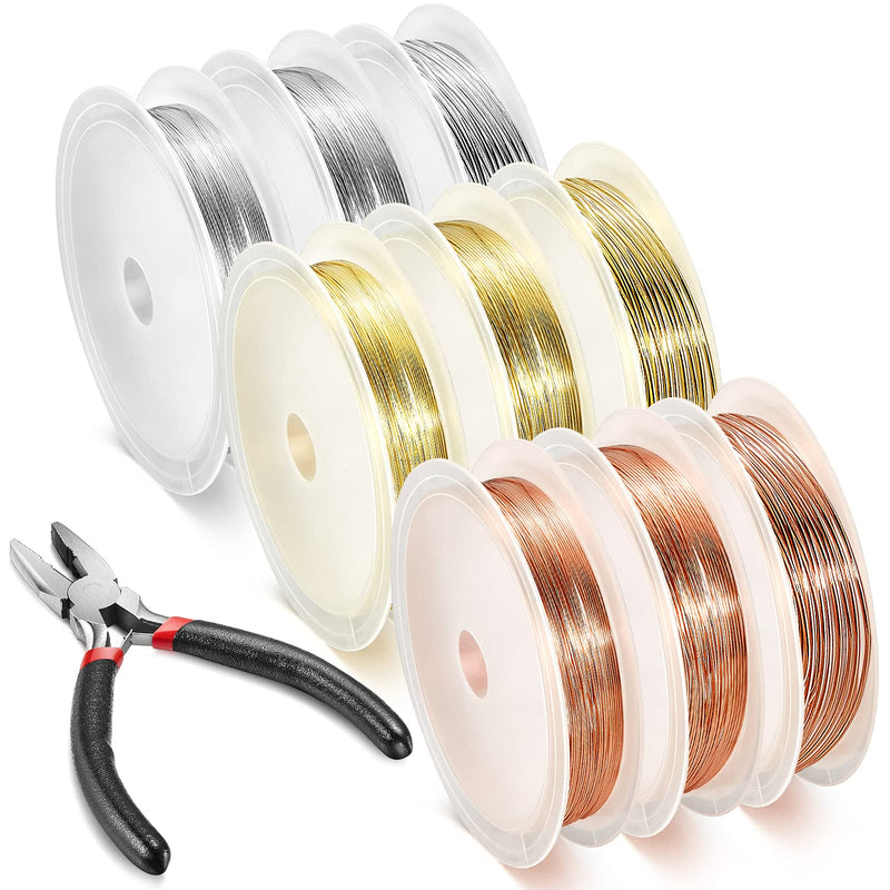 9 Pack Jewelry Beading Wire 20 Gauge 24 Gauge 26 Gauge Craft Jewelry Wire Jewelry Making Supplies Craft Wire Copper Beading Wire for Jewelry Making with Cutting Pliers,3 Size - NewNest Australia