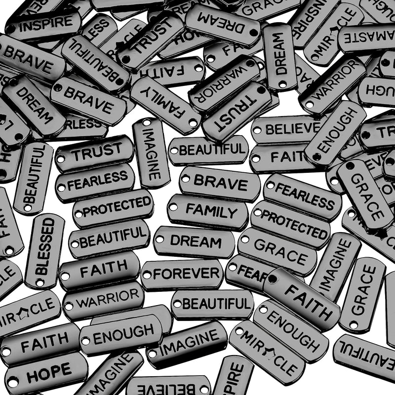 80 Pieces Word Charms Pendants Engraved Motivational Charms Pendants Jewelry Making Accessories for DIY Necklaces, Bracelets, Key Chains Black - NewNest Australia