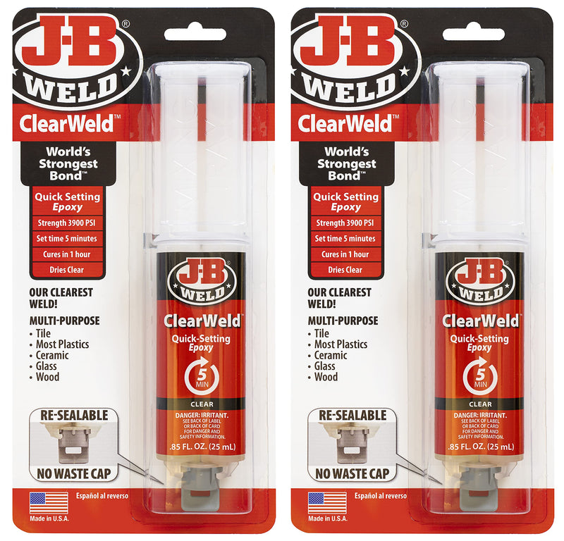 J-B Weld ClearWeld Syringe 25mL - 2 Pack, 50112-2 - NewNest Australia