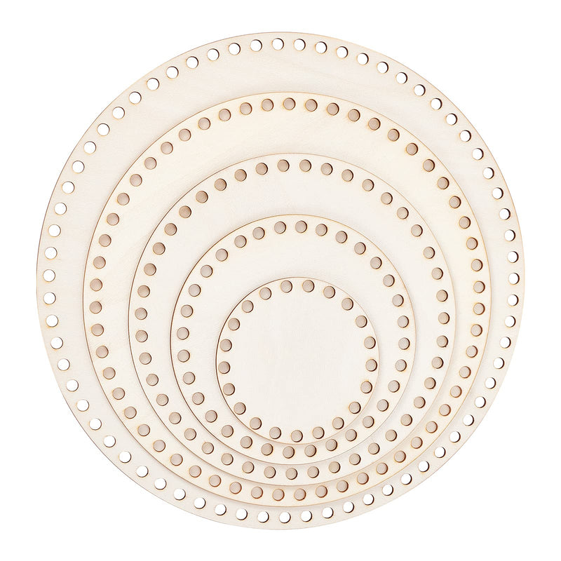 PH PandaHall 5 Sizes Natural Wooden Basket Bottom Round Circle Blank Crochet Basket Wood Base for DIY Basket Weaving Crochet Supplies, Burlywood, 10/15/20/25/30cm(3.9/5.9/7.9/9.9/11.9") in Diameter - NewNest Australia