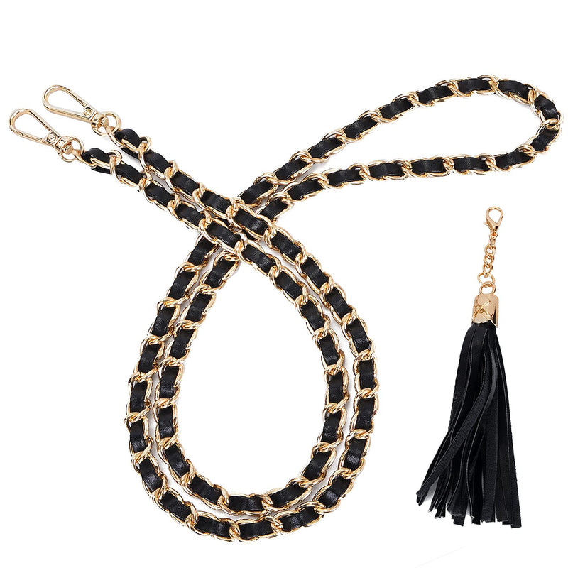 VanEnjoy Purse Chain Strap with Tassel - Microfiber Leather - Replacement for Shoulder Crossbody Straps for Handbag Black L-gold Chain With Tassel - NewNest Australia