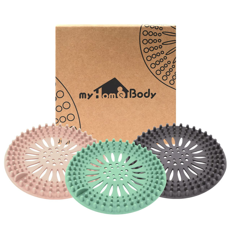 Round Drain Hair Catcher | Sink Drain Strainer | Bathroom Accessories and Kitchen Gadgets | Sink Strainer, Shower Drain Cover, Sink Stopper | 3 Colors, Blush, Green, Grey, 6pc Set Round - Blush, Green, Grey 6 - NewNest Australia