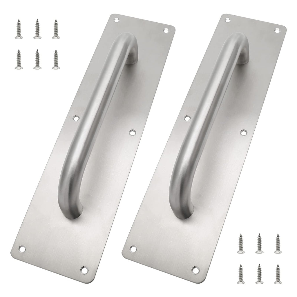 BokWin Pack of 2 Pull Door Plate Handle 12 Inch Stainless Steel Door Handle Heavy Duty Gate Handle Bar for Public, Commercial Places, Office - NewNest Australia