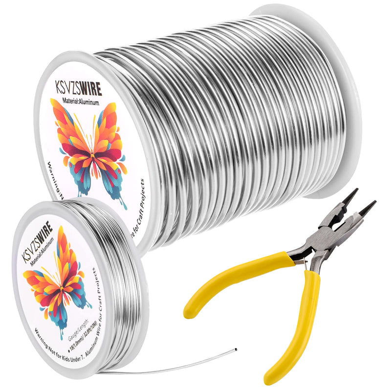 12 Gauge(2.0mm) Aluminum Wire 82 Feet(25M) KSVZS Bendable Metal Wire for Crafts,Sculpting,Armature,Jewelry Making【3-in-1】+18Gauge(1.0mm) Wire 32.8Ft(10M)+1 Pliers(Silver)… 12Gauge 82 FT/25 M【3-IN-1】 - NewNest Australia