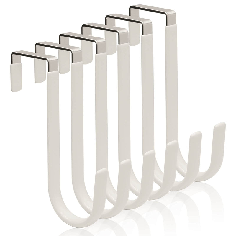 6 Pack Over The Door Hooks, Peasulin Over The Door Hangers Hooks, Soft Rubber Surface Prevents Scratches, White Door Hooks for Bathroom, Living Room, Kitchen Hanging Clothes, Towels, Shoe Bag, Hats - NewNest Australia