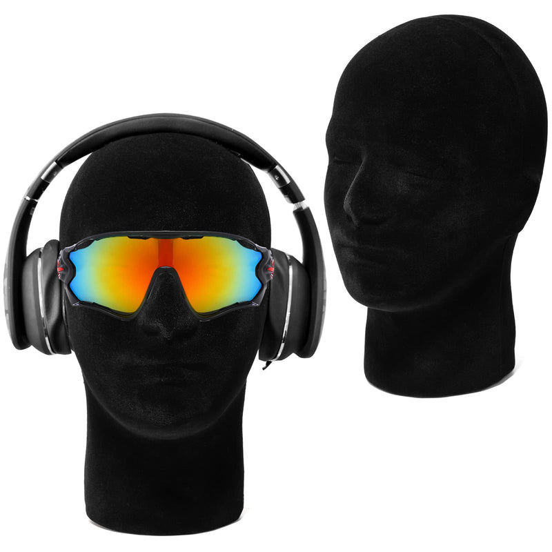 Foraineam 2 Pack Male Foam Mannequin Head Display Holder, 11 Inch Man Manikin Stand Model, Black Styrofoam Heads for Wig Hats Glasses Masks - NewNest Australia