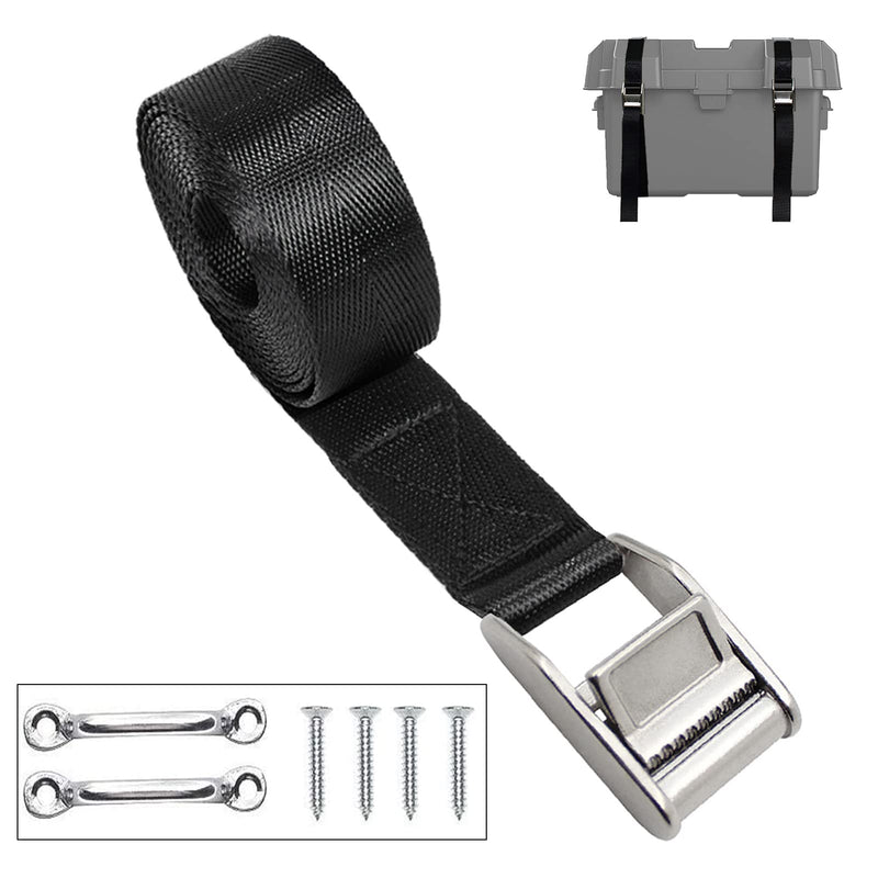 Battery Tie Down Straps for Boats,Stainless Steel Cam Buckle Straps,Cooler Tie Down Kit with Stainless Brackets and SS Screws Used for Fuel Tank, Cooler, YETI, RTIC, RV and More 1 - NewNest Australia