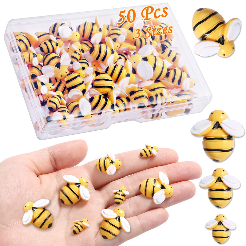 CCOZN 50 Pieces Tiny Resin Bees,Tiny Resin Garden Bumblebees Embellishment Bee Decors with Box DIY Wreath Bees Decoration for DIY Crafts Scrapbooking Party Home Decor - NewNest Australia