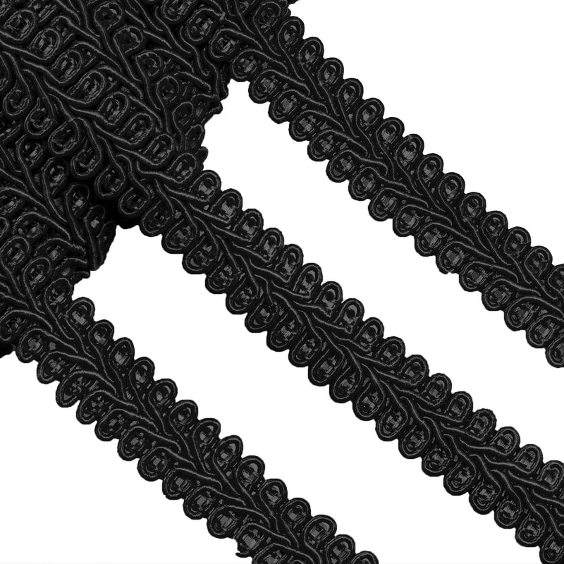 Gimp Braid Trim 1/2 Inch 20 Yard Polyester Woven Braid Trim Upholstery Trim Decorative Gimp Trim for Costume DIY Crafts Sewing Curtain Slipcover Decoration Jewelry Making Costume Accessories (Black) Black - NewNest Australia