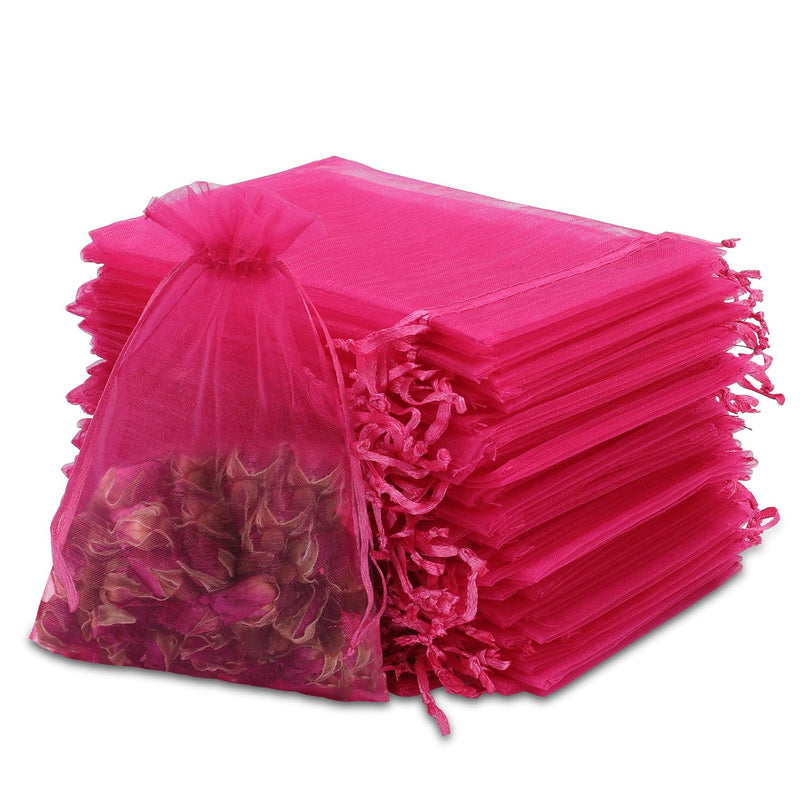 Kslong 100PCS Small Mesh Bags Drawstring 3x4,Sheer Organza Bags Drawstring for Jewelry, Mesh Party Wedding Favor Bags for Small Business,Candy,Bracelet Packaging,Empty Sachet Bags (Hot Pink) Hot Pink - NewNest Australia