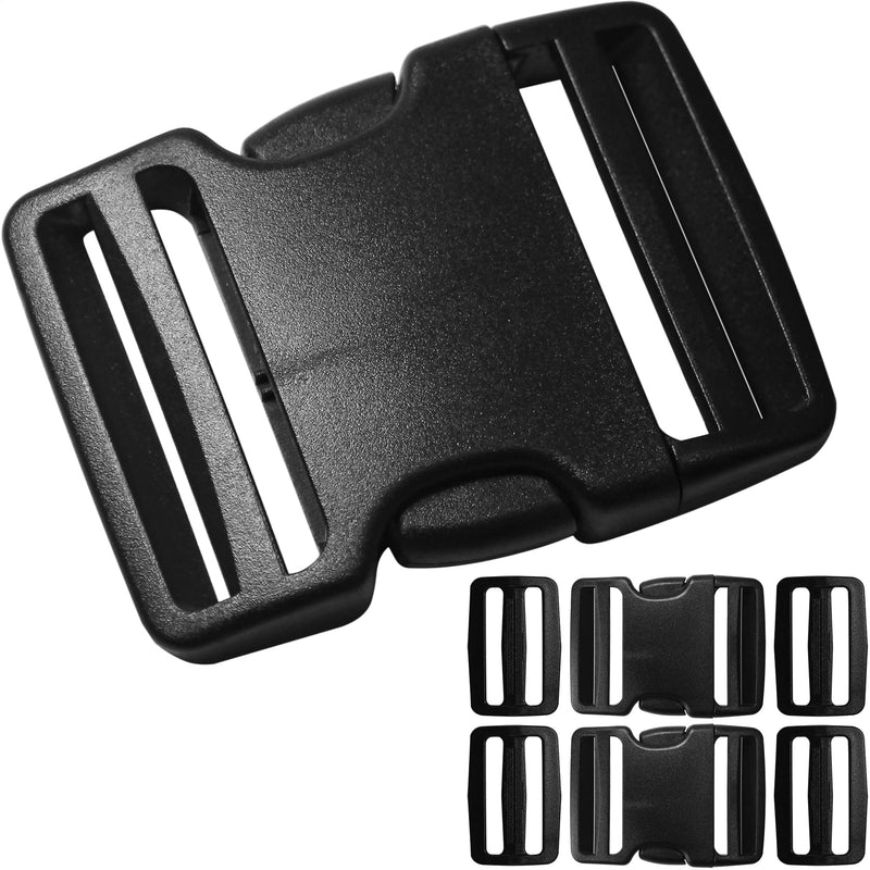 Buckles for Straps 2": Side Release Buckle Plastic Clip 2 set + Tri-Glide Slide 4 pcs Fit 2 inch Wide Nylon Strap Webbing Belt, Heavy Duty Replacement for Backpack Parachute, Dual Adjustable No Sewing 2 Set 2 in - NewNest Australia