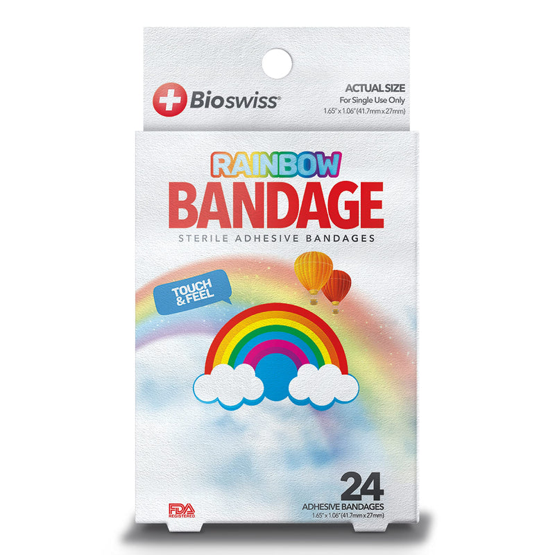 BioSwiss Kids Bandaids | 24pcs Self-Adhesive Sterile Unique Shaped Bandages Colorful Funny Cute Toddler Girls & Boys, Adults First Aid, Protect Scrapes and Cuts | Wellness for Everyone (Rainbow) Rainbow - NewNest Australia