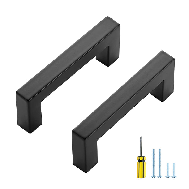 Ravinte 5 Pack Black Cabinet Pulls 3 Inch Square Cabinet Handles Matte Black Kitchen Hardware for Cabinet 3 In Hole Center - NewNest Australia
