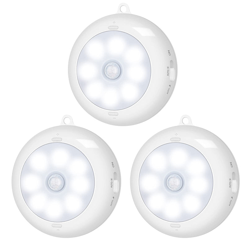 Motion Sensor Light Indoor, BLS LED Night Light Closet Lights, Under Cabinet Battery Powered Ceiling Lights, AA Battery Operated Stick on Wireless Puck Lights for Wall, Step, Stair, Dimmable (3 Pack) 6000k Clean White-3 Pack - NewNest Australia