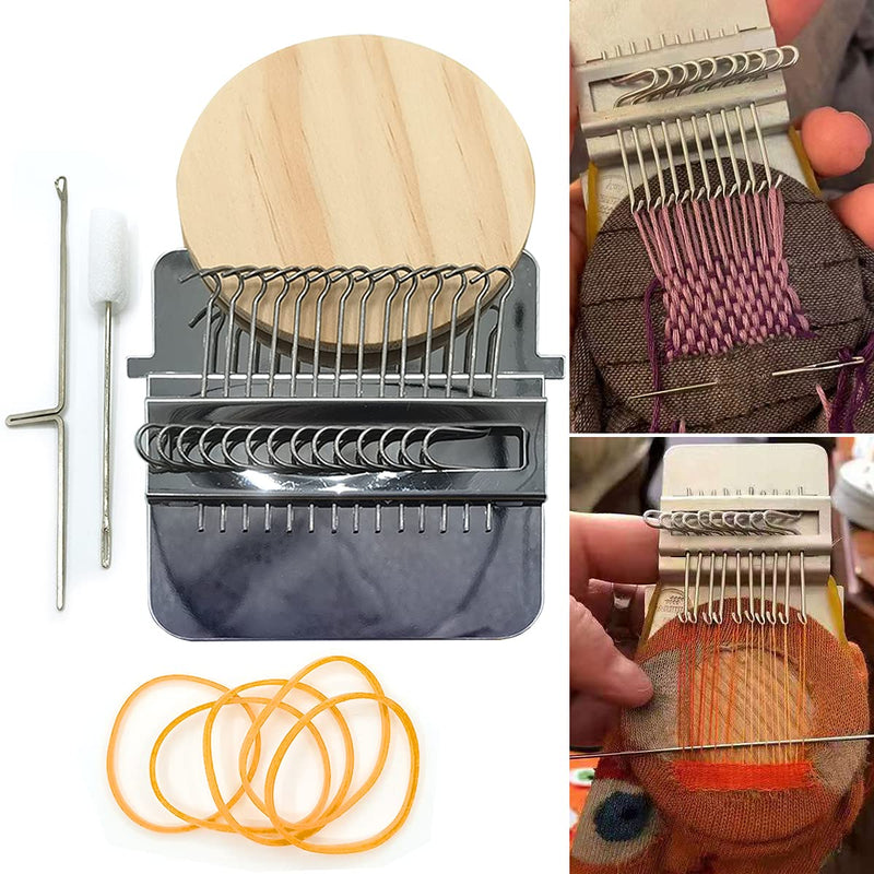 Small Weaving Loom, Wooden Speedweve Darning Loom Type Weave Tool, Convenient DIY Darning Machine for Mending Jeans and Clothes Quickly and Easily, Makes Beautiful Stitching (14 Hooks) 14 Hooks - NewNest Australia