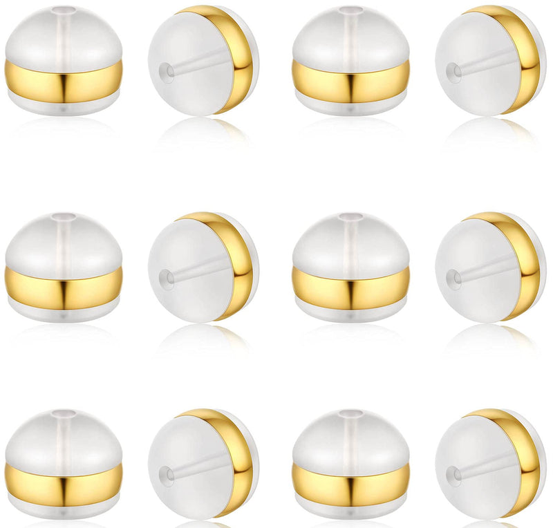 DELECOE 12pcs Gold Soft Silicone Earring Backs for Studs Gold Belt Rubber Earring Backs Replacements Hypoallergenic Safety Plastic Earring Back for Studs Earring Hoops Fish Hook - NewNest Australia