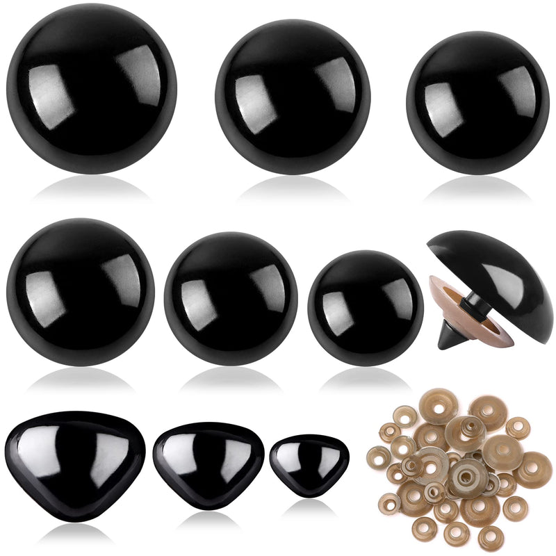 UPINS 90Pcs Large Safety Eyes and Noses Kit Black Plastic Craft Dolls Eyes for DIY Puppets Bear Crafts Stuffed Animals Amigurumi Making Supplies - NewNest Australia