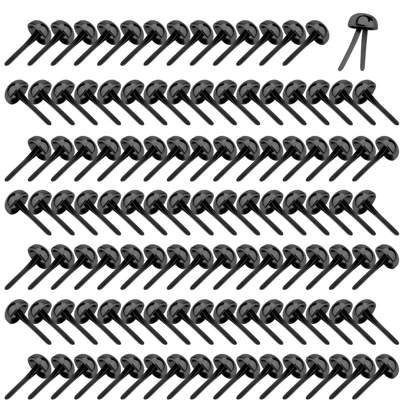 Bercoor 200 Pieces Paper Fasteners Brads, Round Metal Paper Brass Fasteners Brads for Paper Crafts, Decorative Scrapbooking, DIY Art School Project Supplies, 8 x 17mm (Black) Black - NewNest Australia