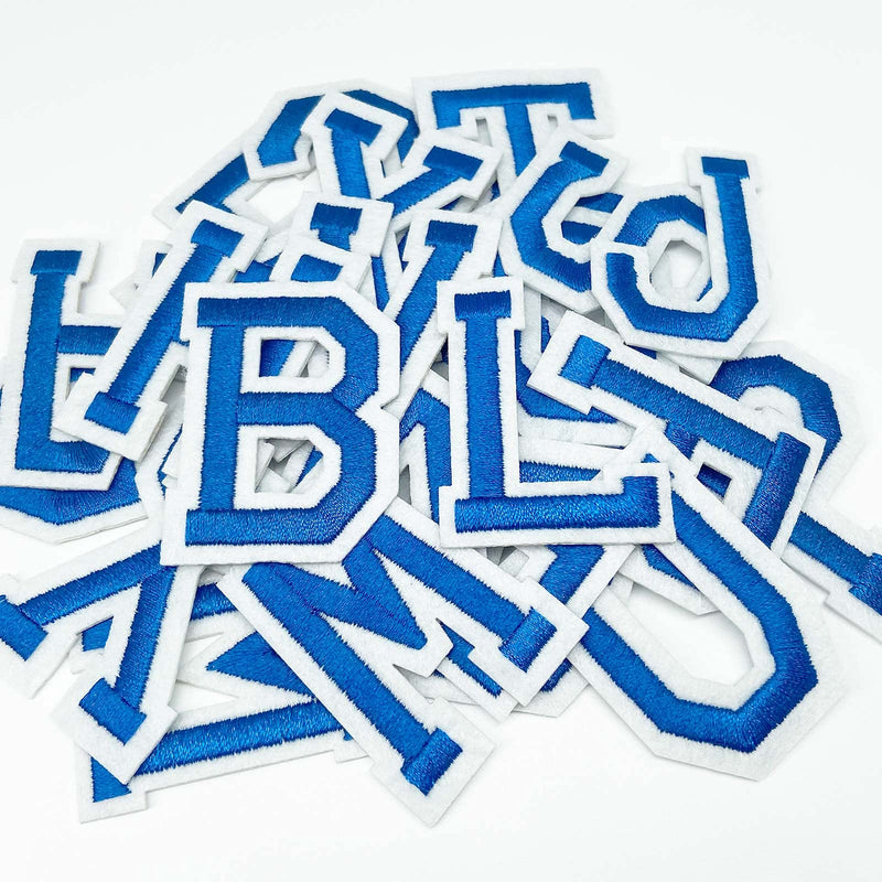 Jongdari Iron on Letters, 52 Pcs Alphabet Patches with Ironed Adhesive, Decorate Repair Patches for Shirts Jackets Hats Jeans Shoes Bags(Blue) Blue - NewNest Australia