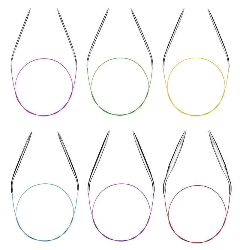 Circular Knitting Needles Set Round Metal Circle Blankets 36 Inch Size 15 13 11 10 9 8 7 6 4 2.5 1.5 0 6pcs-36 inch US 1.5-4-7-9-11-15 - NewNest Australia