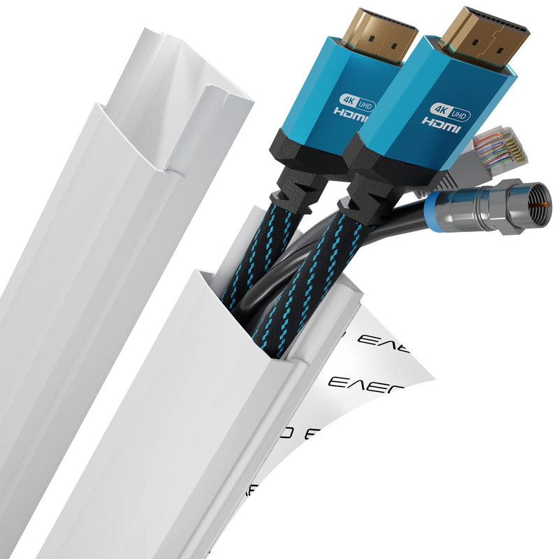 TV Cord Hider Kit -34" Cable Management Cord Cover Wall Wire Hider | Wire Covers for Cords, Cable Concealer, Cable Raceways, TV Cable Hider Wall Kit, Wall Mounted TV Cable Covers -1.1"W*0.55"H*17"L*2 1 Pack (34") White - NewNest Australia