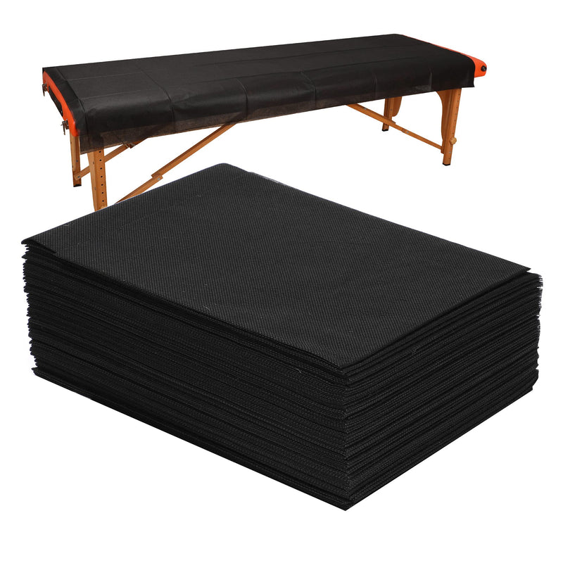 20 PCS Thick Massage Table Sheets Sets Disposable SPA Bed Sheets Non Woven Fabric Lash Bed Cover 31" X 70" Black Breathable Black - NewNest Australia
