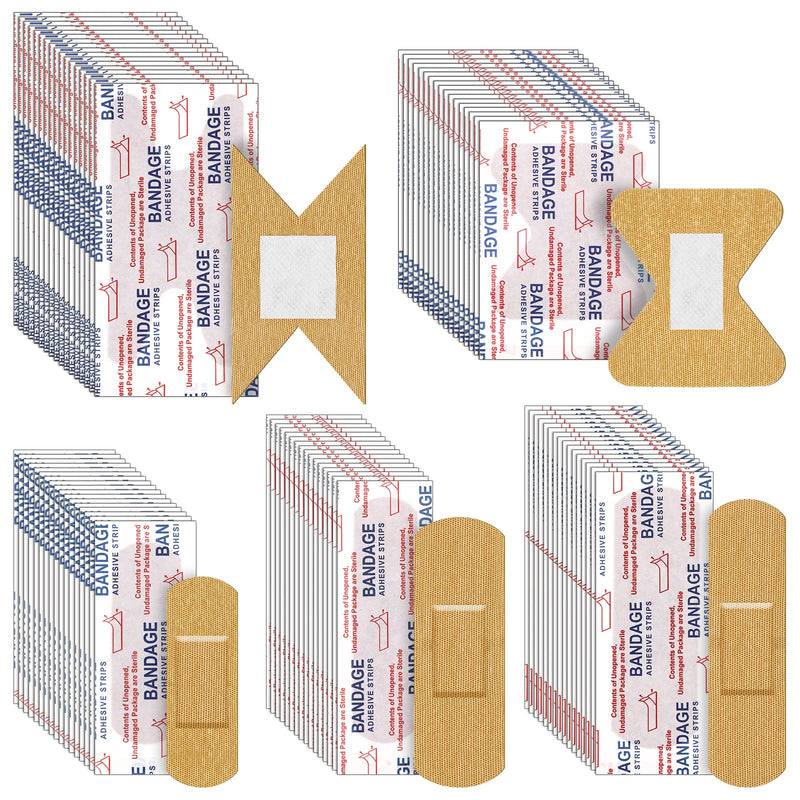 100 Pieces 5 Styles Flexible Fabric Adhesive Bandages Adhesive Knuckle Bandages and Fingertip Bandages Prevent Infection for First Aid and Wound Care for Small Cuts Scrapes - NewNest Australia