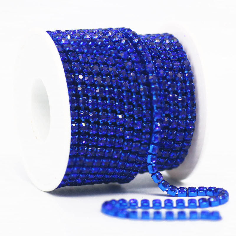Towenm 1 Roll 10 Yards 4MM Rhinestone Chain, SS16 Crystal Rhinestone Close Chain Trim, Sew on Claw Chain for Jewelry Crafts DIY, Rhinestone Cup Chain (Blue / Sapphire, SS16 / 4mm) Blue / Sapphire - NewNest Australia