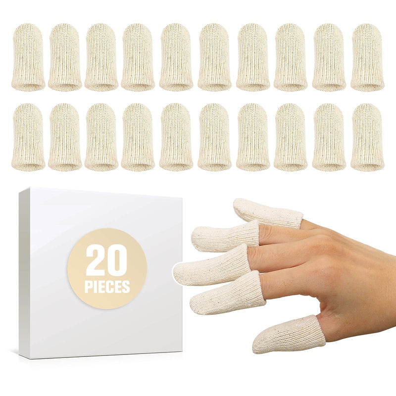 MIG4U 20 Pcs Cotton Finger Cots, Reusable Finger Protectors for Cuts Wounds, Arthritis, Eczema, Bruises, Calluses, Cracking Thumbs Healing, Fingernail Caps/Stall/Cushion/Cover (Not 20 Pairs) S/M - NewNest Australia