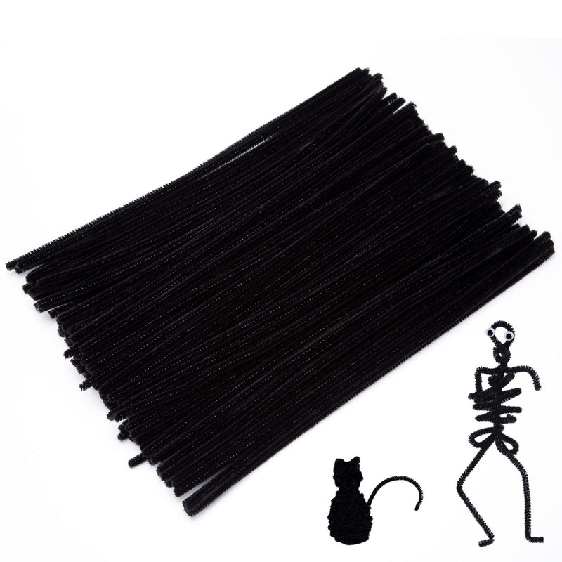 Caydo 100 Pieces Black Pipe Cleaners Flexible Chenille Stems for Creative DIY Art and Crafts Decorations (6 mm x 12 Inch) - NewNest Australia