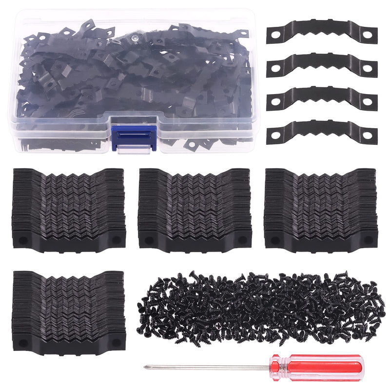 Swpeet 600Pcs Sawtooth Picture Frame Hanging Hangers Double Hole with Screws and Screwdriver, for Home Decoration Creative Picture Frame Hanging (Black) Black - NewNest Australia