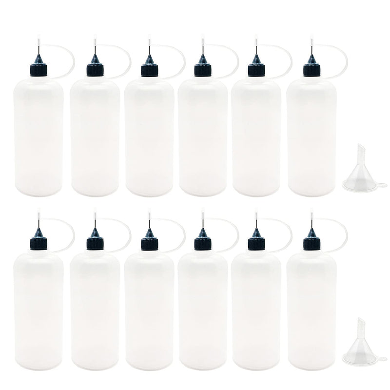 12 Pcs Needle Tip Bottle, MYYZMY 120ml /4 Ounce Precision Tip Applicator Bottles, with 2 Pcs Mini Funnel, Black Lid - NewNest Australia