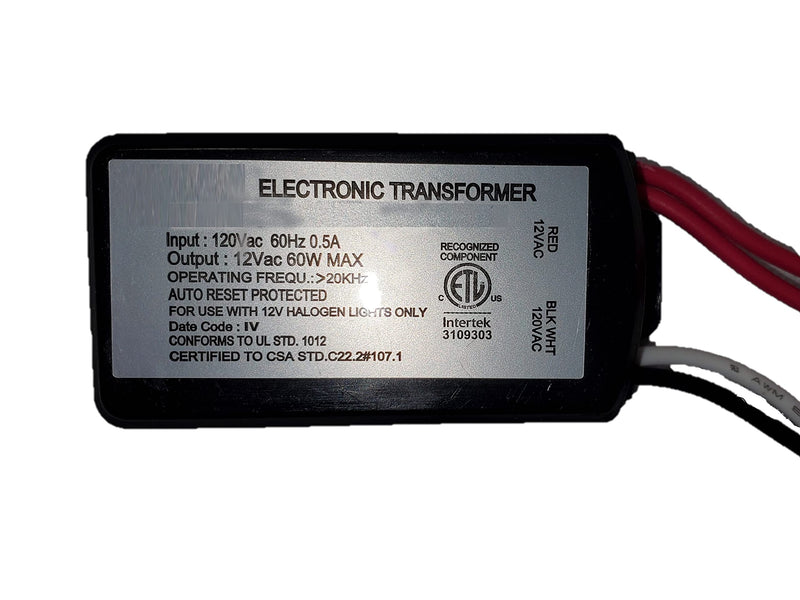 60 Watt Halogen Electronic Potted Transformer 120 Volt in-Out / 12 Volt Output Auto Restart Soft Start Short Circuit Protected with Auto Restart - NewNest Australia