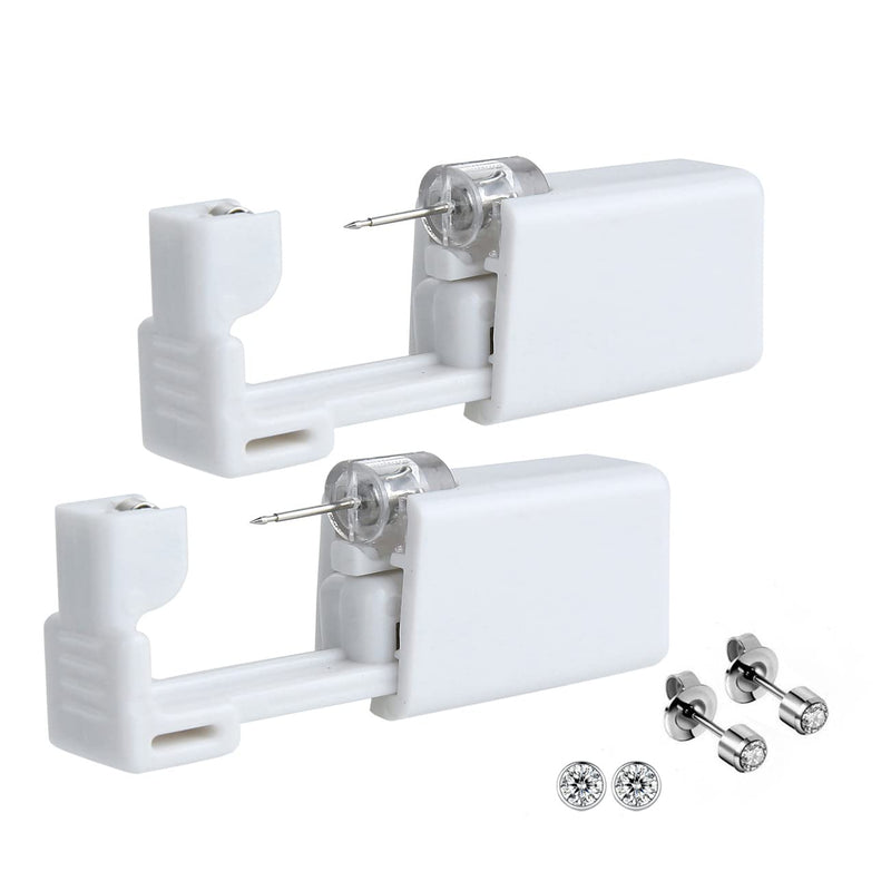 Anzero 2 Pack Self Ear Piercing Gun Disposable Self Ear Piercing Kit Safety Ear Piercing Gun Kit Tool with 2mm Earring Studs - NewNest Australia