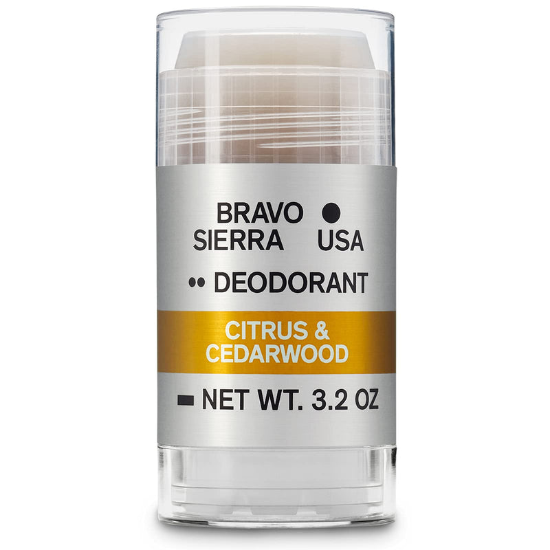 Aluminum-Free Natural Deodorant for Men by Bravo Sierra - Long Lasting All-Day Odor and Sweat Protection - Citrus and Cedarwood, 3.2 oz - Paraben-Free, Baking Soda Free, Vegan and Cruelty Free - Will Not Stain Clothes. Citrus & Cedarwood - NewNest Australia