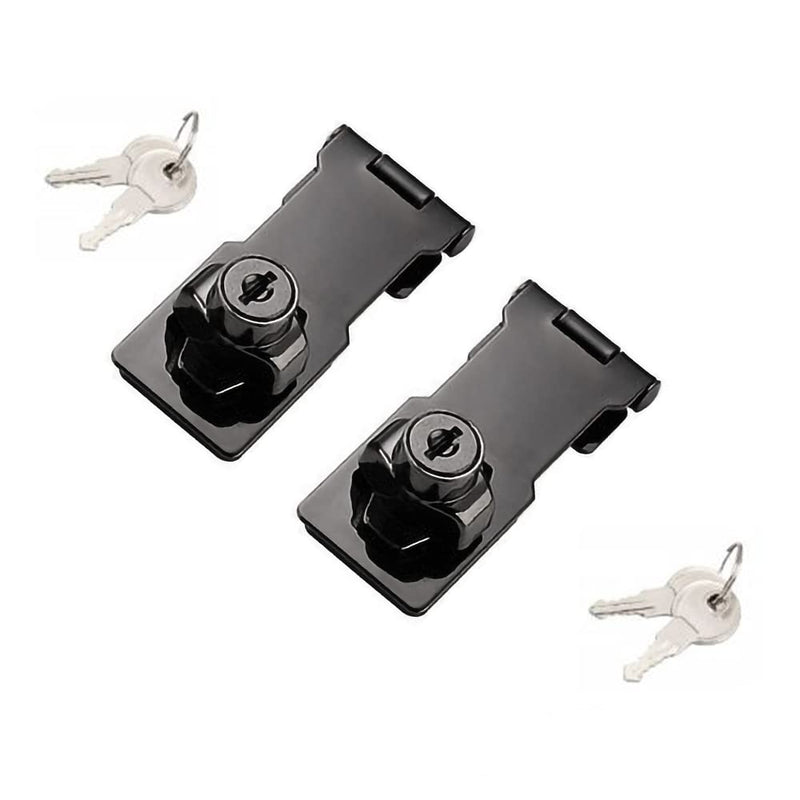 2 Packs Keyed Hasp Locks Twist Knob Keyed Locking Hasp for Small Doors, Cabinets and More,Stainless Steel Steel, Chrome Plated Hasp Lock Catch Latch Safety Lock (Black 3inch) - NewNest Australia