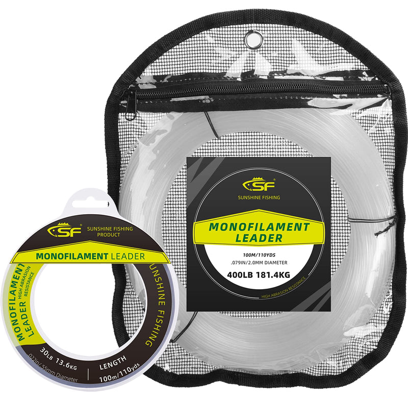 SF Monofilament Leader Line Mono Material Clear Monofilament Fishing Line 100M/110Yds for Saltwater 30LB to 400LB Clear without Spool 150 LB (Packed in Storaged Bag) 1.19mm - NewNest Australia