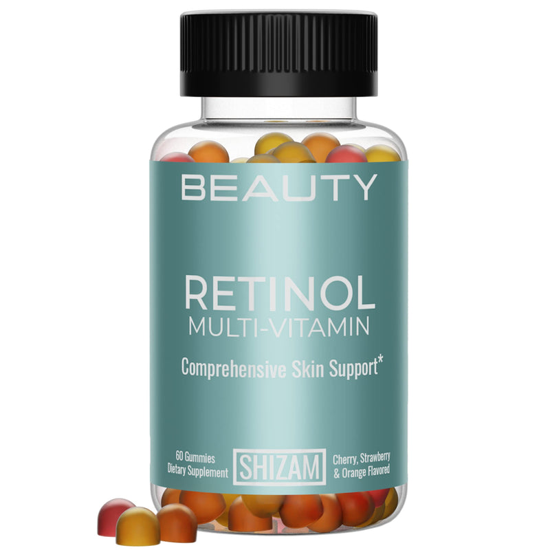 Retinol Beauty Multi-Vitamin Gummies w/ A B-5 B-6 B-9 Folate Folic Acid B-7 Biotin B-12 C E Iodine & Zinc for Skin-Care Anti-Aging Hair-Loss Growth Wrinkles Turn-Over Collagen Production for Women - NewNest Australia