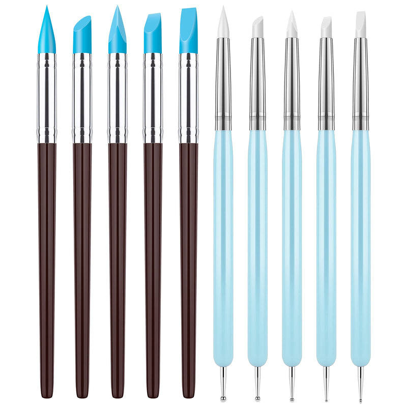 Clatoon 10Pcs Silicone Clay Sculpting Tool, Modeling Dotting Tool & Pottery Craft use for DIY Handicraft, Sculpture Pottery, Nail Art - NewNest Australia