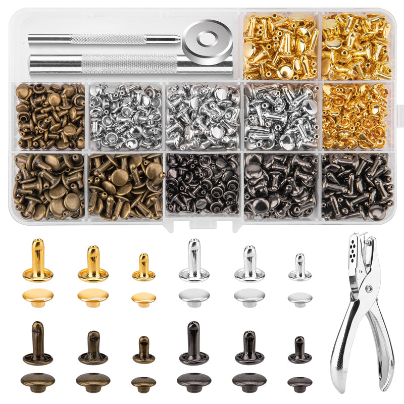 480 Sets Rivets for Leather, Leather Rivet Kit, 4 Colors 3 Sizes Leather Rivets and Snaps for Leather Crafts, Clothes, Shoes, Leather Boots, Bags, Decoration (Gold, Silver, Bronze and Gunmetal) - NewNest Australia