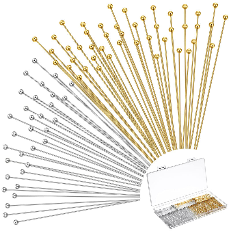 500 Pcs 2 Inch 50 mm Brass Head Ball Pins Metal End Headpins for Jewelry Making DIY Ball Head Pins for Craft Earring Bracelet Jewelry Making Accessories Supplies (Gold, Silver) Gold, Silver - NewNest Australia