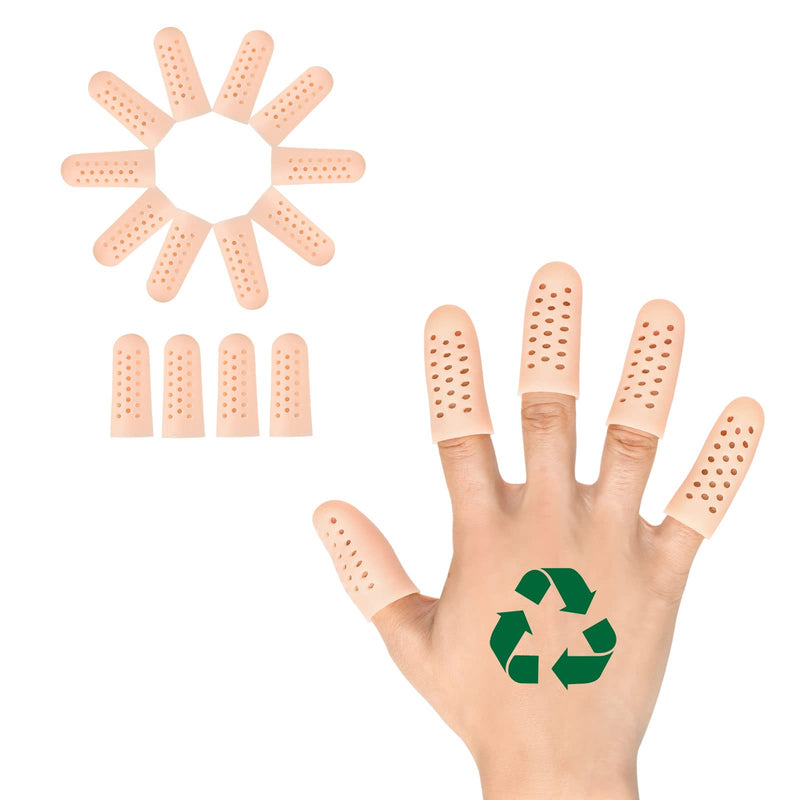 Gel Finger Cots (Breathable, Latex Free), Finger Protectors with Hole(14PCS), Silicone Finger Gloves, Finger Covers for Hand Eczema, Trigger Finger, Finger Cracking, Finger Arthritis, Reusable. - NewNest Australia