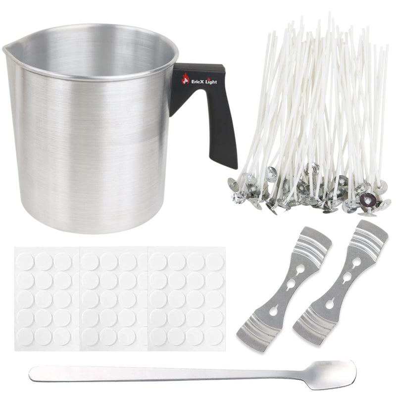 EricX Light Candle Making Kit, 60pcs Candle Wicks, 60pcs Candle Wicks Sticker, 1pc Candle Wax Pouring Pot, 2pcs 3-Hole Wicks Centering Devices, 1pc Mixing Spoon, DIY Candles Craft Tools - NewNest Australia