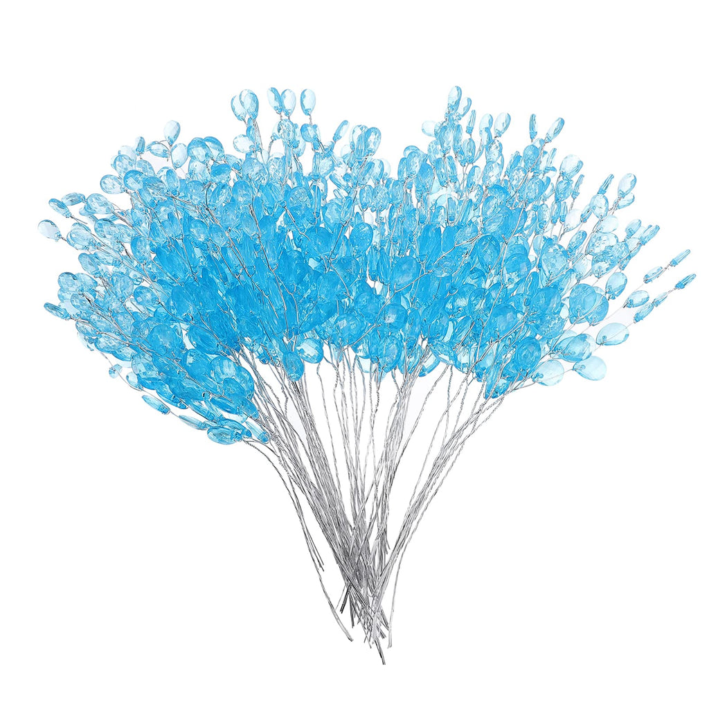 VOSAREA 50 Stems Artificial Bouquets Acrylic Bead Drops Flower Branches Bead Sprays for Wedding DIY Crafts ( 16cm, Blue ) 17cm - NewNest Australia