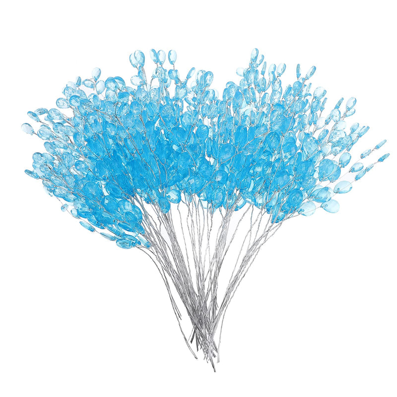 VOSAREA 50 Stems Artificial Bouquets Acrylic Bead Drops Flower Branches Bead Sprays for Wedding DIY Crafts ( 16cm, Blue ) 17cm - NewNest Australia