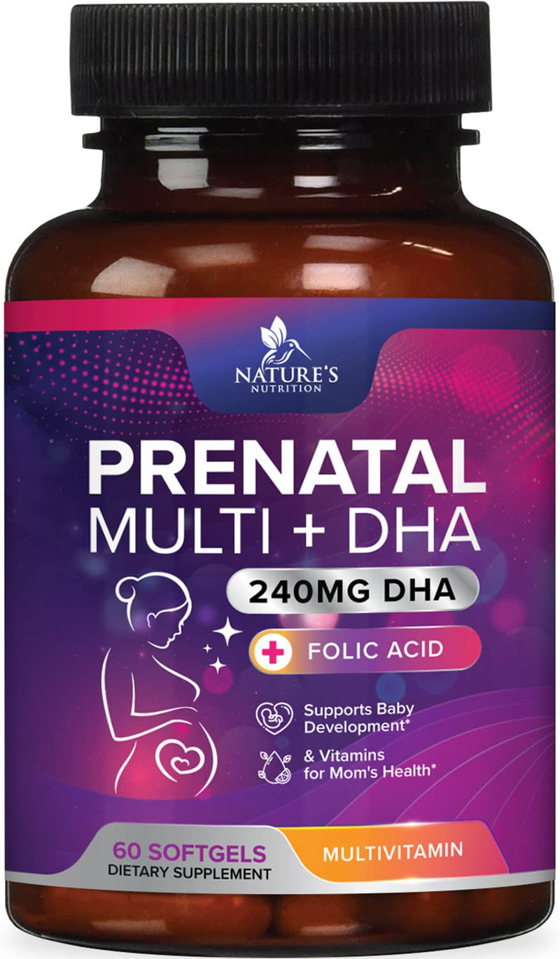 Prenatal Vitamins with DHA and Folic Acid - Before, During and Post Pregnancy - Best Prenatal Multivitamin with Vitamin A, C, D, B12, Non-GMO - 60 Softgels 60 Count - NewNest Australia